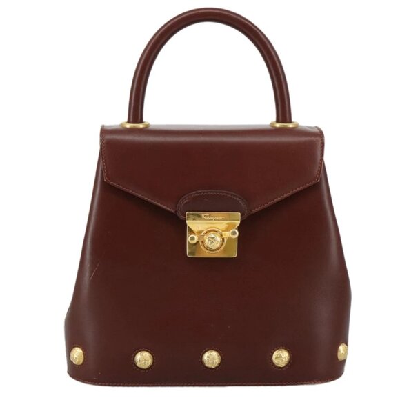 Salvatore Ferragamo Hand Bag Leather Brown Gold - Picture 2 of 15